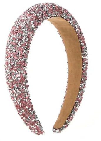YUEZHAN Stirnband Haarband Damen Haar-Accessoire Für Verschiedene Outfits Glänzendes Strass-Intarsien-Stirnband Damen Anti-Rutsch-Haar Reifen Rosa