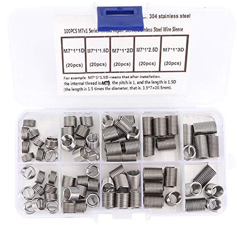 100 Unidades de Manguitos de Tornillos de Rosca M7, Manguitos de Tornillos, Manguitos de Tornillos de Alambre en Espiral, Manguitos de Tornillos de Alambre en Espiral, Insertos