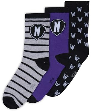 Wednesday Chaussettes pour femme | Chaussettes pour femme 39-42 | La famille Addams | Chaussettes douillettes | Chaussettes hautes | Chaussettes (DE/NL/SE/PL, Numérique, 39, 42, Regular, 3)