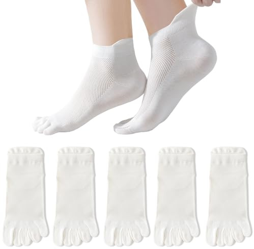 Soleeya 5 Pares Calcetines Dedos Mujer Calcetines Tobilleros Mujer 35-39, Calcetines Deporte Cortos Transpirables Calcetines Dedos Algodon Mujer (FR/ES, Números, 38, Regular, Regular, A)
