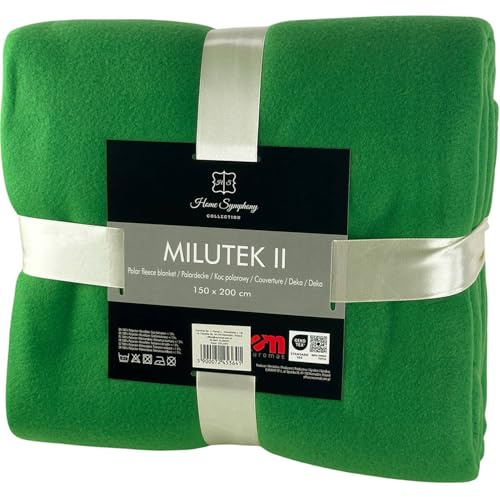 Euromat Polar Fleecedecke Kuscheldecke Sofadecke Wohndecke mit genähte Kante (Grün, 150x200 cm)