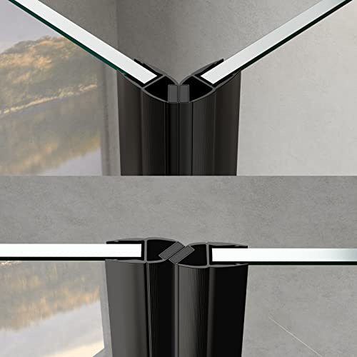 WITEN&NOCK Joint de douche magnétique pour porte de douche 90 °/180 degrés (1 lot) Longueur 200 cm Noir Joint magnétique de rechange pour épaisseur de verre 8 mm, 9 mm, 10 mm