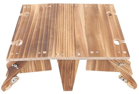 2 in 1 Faltbare Hölzerne Picknickkorb Tisch Holz Im Freien Klappkorb, Tragbarer 2-in-1-Picknicktisch Aufbewahrungskorb Faltbarer Champagner-Picknick-Snacktisch Tablett (Farbe der Holzmaserung)