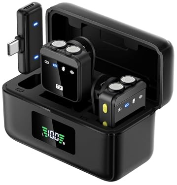 Kabelloses Lavalier-Mikrofon, Ansteckmikrofon für die Aufnahme von Podcasts TikTok Vlog ASMR YouTube Videos Livestream Interview Content Creator - Rauschunterdrückung - Clip-On - Plug & Play (Dual