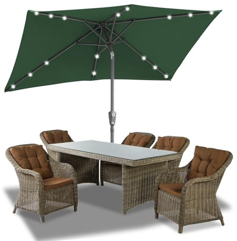 Jaxguom Sonnenschirm 140x210CM / 200x300CM Sonnenschirm Rechteckig Gartenschirm Terrassenschirm Sonnenschutz Schirm Kippbar Großschirm für Balkon,Terrasse,Garten,Ohne Ständer