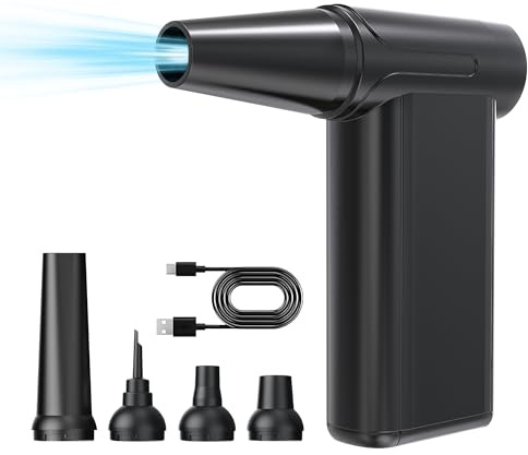Cordless Electric Air Duster, 110000 RPM Turbo Jet Fan with LED, 8-Gear Stepless Speed Adjustment, Powerful Blower with Brushless Motor for Computer, BBQ, Cars, Home & Outdoor Cleaning