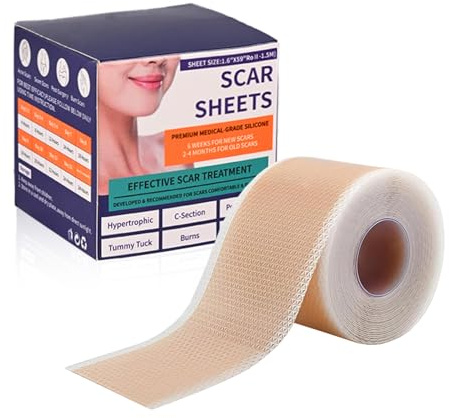 Pansements silicone cicatrices, 4 x 150 cm, feuilles cicatricielles en silicone, imperméables Scar Sheets, professionnelles pour cicatrices causées par césarienne, chirurgie brûlures coupables et