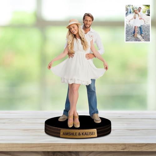 Personalizado Foto Estatua Placa Letrero, Foto Personalizada Retro Escultura de Metal, acrílico Imagen Recorte y Familia Recuerdo Estatua, Retrato Regalo para Bodas, Familia