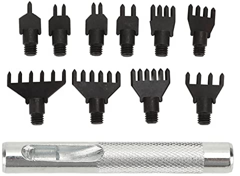 HOSEONFN para costura de cuero, kit de cincel de puntas, herramienta de perforación de cinturón reemplazable, juego de perforadoras, equipo de artesanía profesional, agujas de