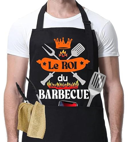 Virtue Yun Tablier Barbecue Homme, Tablier Imperméable, Réglable pour Barbecue, pour Fête des Pères, Anniversaire, Saint Valentin, Cadeau Noel Papa