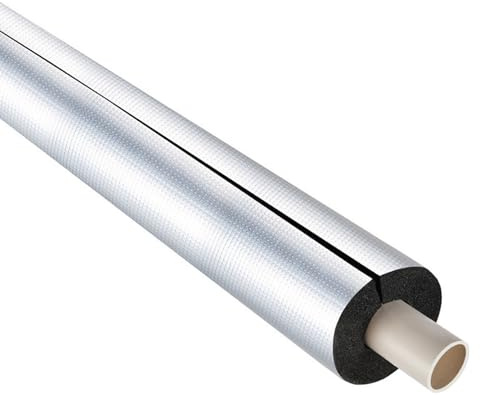 95CM Isolante De Tuyau Tuyaux En Mousse, Isolation de tuyaux autocollante, Cylindre en laine de roche avec aluminium, Manchon D'isolation pour Tube Climatisation pour Chauffage et Sanitaire(ID 60M)