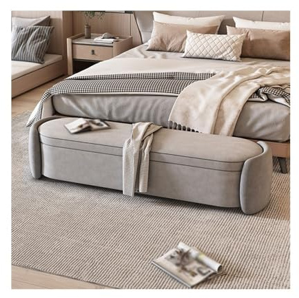 Sängbänk Ljus lyxig sänggavel i sovrummet, förvaringsbädd, soffa fram, lång, bänk entrén, skobänk(Dark Gray+Light Gray,Stor)