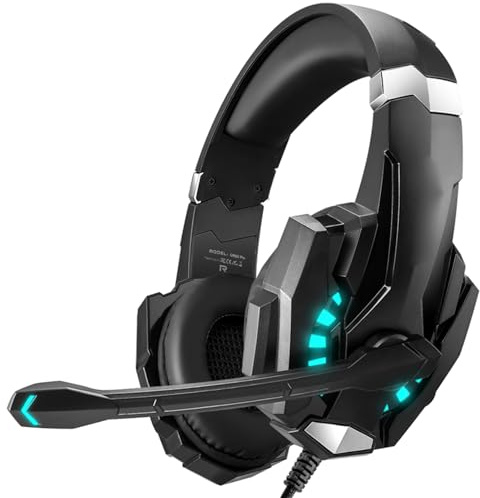 ERYUE 3.5mm Gaming Headphone LED Light Noise Cancellation Earphone for Laptop, Mobile Phones - KOTION EACH G9000 Pro PC Gaming Headset for Desktop PC, Console (Black)