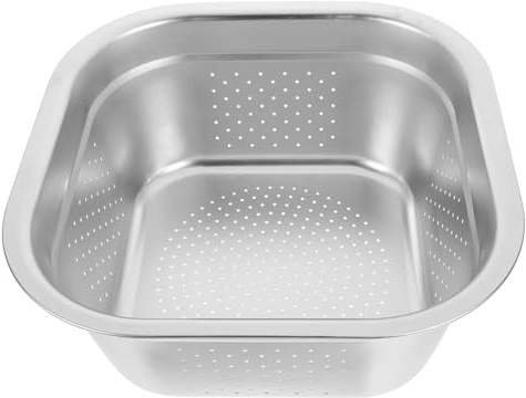 HOODANCOS Scolapasta Quadrato in Acciaio Inox 30 CM Fori Drenanti Vasca per Lavaggio Frutta e Verdura Ciotola Scolapasta Resistente per Cucina Multifunzione