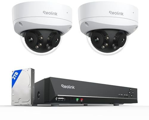 REOLINK Duo 3V PoE 16MP UHD Dual-Lens Security Camera with 180° Panoramic View, Motion Track, F1.6 Color Night Vision, 2X Duo 3V PoE Bundle with RLN8-410, 8CH Video Recorder