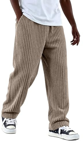 Pantalones de pana para hombre, holgados, pantalones casuales, pierna ancha, pantalones de jogging, para otoño e invierno, cintura elástica, pantalones de pana para hombre, cómodos pantalones casuales