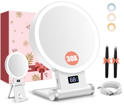 B Beauty Planet 30X/1X Kompaktspiegel mit Beleuchtung