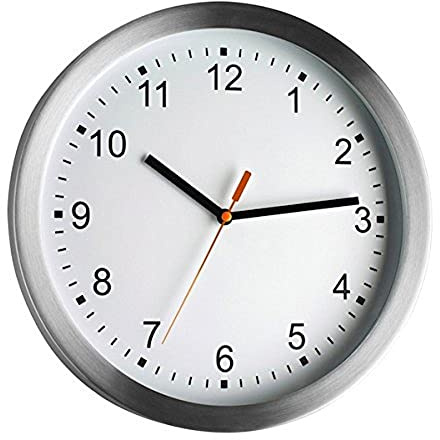 TFA Dostmann Analoge Wanduhr groß 30cm, 98.1045, Aluminium-Rahmen, mit Sekundenzeiger, ideal als Küchenuhr, Bürouhr oder als Geschenk, Silber