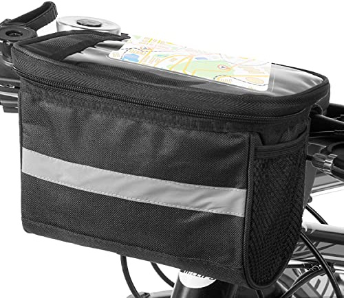 Tofern Bike Handlebar Bag Waterproof Bicycle Basket Bag Transparent Phone Bag Bike Front Frame Bag for Road Mountain MTB Bike