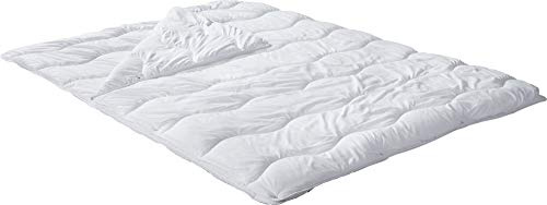 REDBEST Vier-Jahreszeiten-Bett, Steppbett, Bettdecke Atlanta weiß Größe 200x200 cm - Textilfaser - Feuchtigkeitsabtransport, Liegekomfort, waschbar, ergonomische Wellensteppung