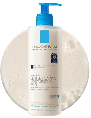 La Roche-Posay Lipikar AP+ Gentle Foaming Moisturizing Wash, Shea Butter + Niacinamide + Glycerin, Moisturizing Body Wash For Dry Skin, National Eczema Association Accepted, Soap Free