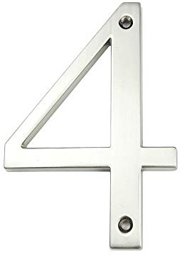 HASWARE Husnummerskylt 4 tum (10 cm) Moderna dörrenummer Skyltar Platta Street Hemadress Siffror Zinklegering (Silver, 4)
