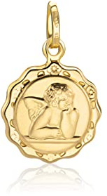 PRINS JEWELS 14 Karat 585 Gold Kleiner Rund Schutz Engel Anhänger Gelbgold