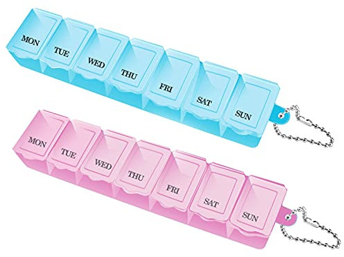 2 PCS Weekly Pill Organizer 7 Day Pill Box Organizer Medicine Box Tablet Dispenser Organiser Storage Case Portable Travel Pill Box Travel Medicine Organizer for Medication