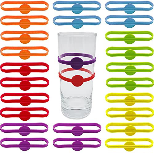 CTRICALVER Segnabicchiere, 24 pcs Pennarelli per Bevande Segnabicchiere in Silicone, per Bevande in Silicone per Casa Bar Festa di Cocktail (6 colori)