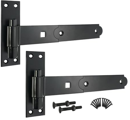 Gerade, gekröpft, verstellbare schwarze Haken- und Bandscharniere, 20,3 cm, 25,4 cm, 30,5 cm, 45,7 cm, 61 cm, Lieferung in Paaren mit allen Befestigungen (2 x gerade Scharniere, 25,4 cm)