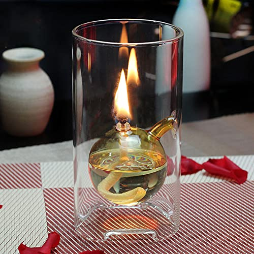 BOZHEN Lampada a Olio di Vetro Trasparente Lampada a Olio per Interni Decorazione di Vetro Creativo Lampada per Illuminazione di Emergenza Lampada Cherosene Lampada di Burro Senza Fumo della Famiglia