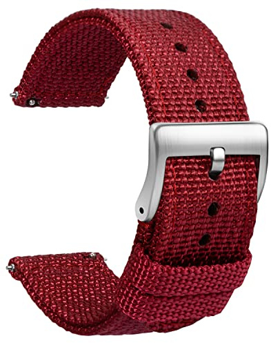 TStrap Nylon Watch Strap 20mm - Quick Release Watch Band Soft Black - Canvas Military Wtach Bands for Men Ladies – for Smart Watch Bracelet Replacement with Clasp - 18mm, 20mm, 22mm 24mm