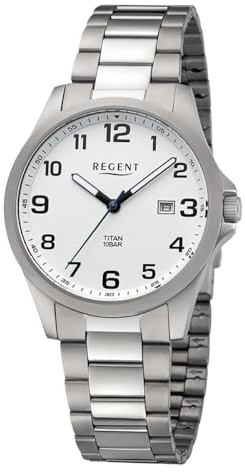 REGENT Herren-Armbanduhr Titan Weiß 10 Bar 11090372