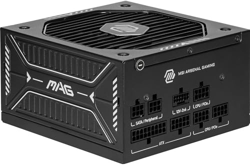 MSI MAG A650GLS PCIE5 Alimentation PC silencieuse, 650W, ATX, 80 Plus Gold, ATX 3.1, Compatible PCIe 5.1, Câbles gaufrés, Connecteur natif 12V-2x6 Bicolore