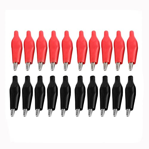 Lot de 20 pinces crocodiles 45 mm - Rouge - Avec isolation de poussée - Pour travaux manuels