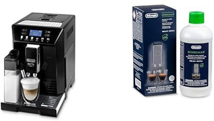 De'Longhi Eletta Evo ECAM 46.860.B Kaffeevollautomat mit LatteCrema Milchsystem, Cappuccino und Espresso auf Knopfdruck, LCD Display und Sensor-Touch-Tasten, schwarz mit DLSC 500 Entkalker