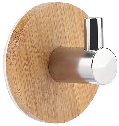 VIFERR Selbstklebende Kleiderhaken, Wandhaken aus Edelstahl Und Bambus, Handtuchhaken aus Holz, Einzelaufhänger Für Mantel/Gürtel/Schlüssel/Headsets Im Zuhause/Badezimmer/WC/Küche/Schlafzimmer(4PCS)