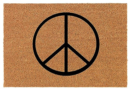 Welcome Doormat Coco Coir Door Mat Gift Peace Sign (30 x 18)