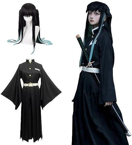 Fiamll Zenitsu Cosplay Costume Tomioka Giyuu Cosplay Outfit Demon Slayer Anime Costume Halloween Cosplay Kimono Outfit, M
