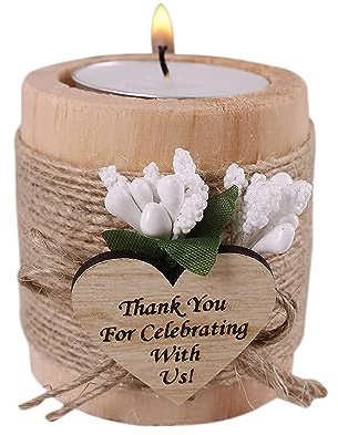 Lot de 10 Bougeoirs en Bois pour Bougies Chauffe-Plat, Photophores pour Fête Prénuptiale, Cadeaux de Remerciement, Bougies de Mariage pour Invités, Bougeoirs Cylindriques en Bois Rustiques(#1)