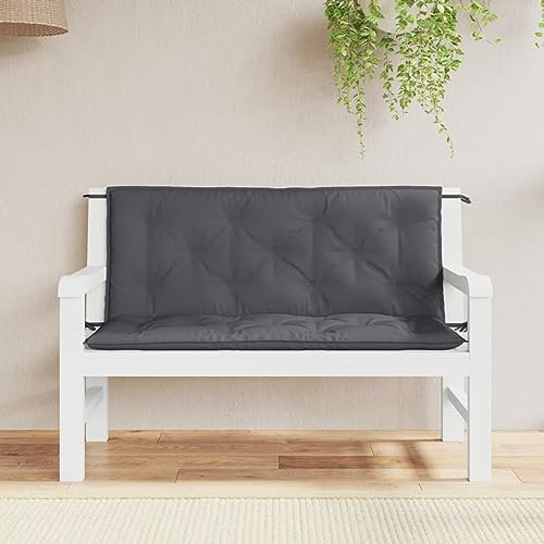 Gecheer Auflage für Hollywoodschaukel Polsterauflage Sitzkissen Rückenkissen Seitenkissen Sitzauflage Stuhlkissen Stuhlauflage Gartenschaukel-Kissen Sitzpolster Bankauflage Anthrazit 120 cm Stoff