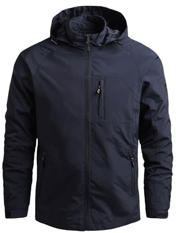 OlyljpinZ Giacca Softshell da Uomo Giacca da Esterno Antivento Casual Sportivo Leggero Giacca a Vento Giubbotto da Trekking Montagna impermeabile con cappuccio staccabile