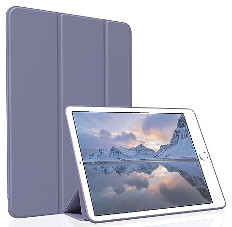 Figair Hülle für iPad Air 2 (2014 Modell), Lavendelgrau | ultradünne leichte Smart Schutzhülle mit weicher TPU Rückseite, Auto-Schlaf-/Weckfunktion, kompatibel mit iPad A1566/A1567