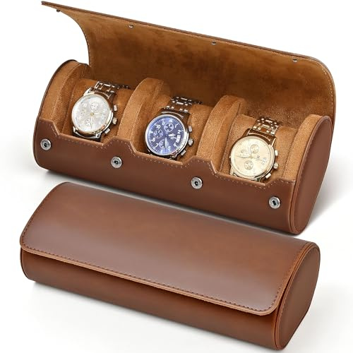 Flyroom 3 Travel Watch Case Roll Organizer for Men and Women | Leather Display Case | Storage & Holder for Men's and Women's Collections