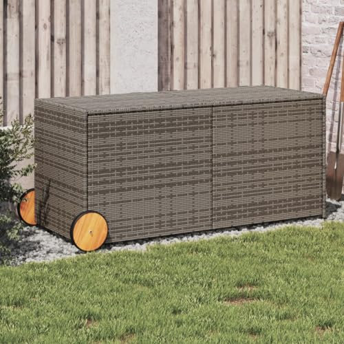 CIADAZ Gartentruhe mit Rollen Grau 283L Poly Rattan, Gartenschrank, Gartenbox, Paketbox, Auflagenbox, Balkonschrank, Gartenkiste, Aufbewahrungsbox Outdoor, Kissenbox - 365318