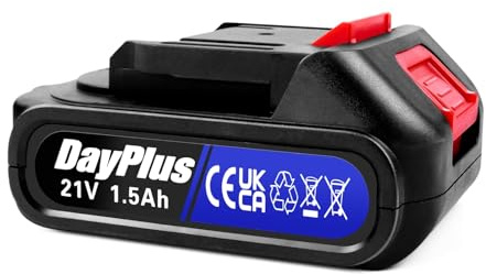 DayPlus Rasentrimmer & Freischneider 300W - 15,5cm maximale Schnittbreite - 21V 1500mAh Akku, 10000RPM, Zusatzhandgriff, Verriegelungstaste, Verstellbarer Kopfwinkel, geringes Gewicht (Nur Akku * 1)