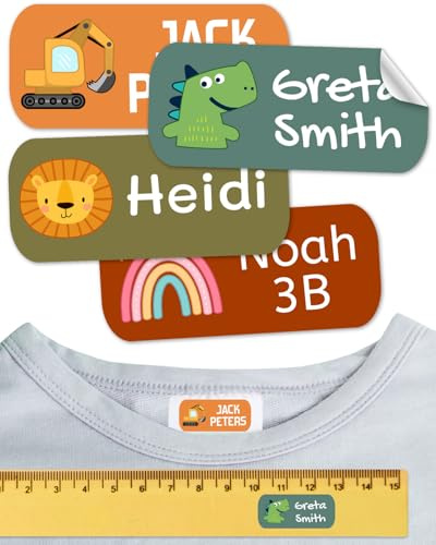 100 Etiquetas para ropa SIN PLANCHAR resistentes a los lavados. Pegatinas personalizadas para material escolar. Etiquetas Adhesivas para niños, guardería y colegios.
