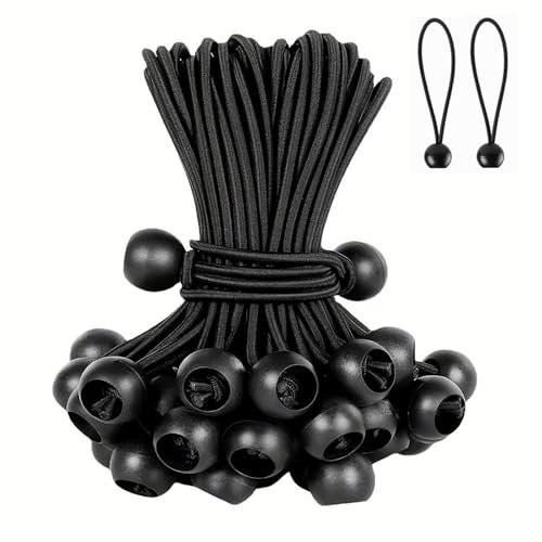 50 Pièces Tendeur Elastique Boule - 15 cm Tendeur Elastique - Tendeur Bache - Sandow Elastique pour Bâches, Tentes, Bannières, Filets et Tonnelles - Noir