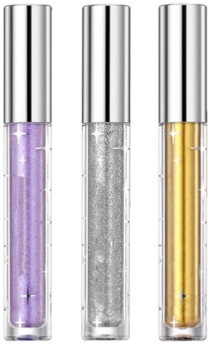 3 Farben Glitzer-Mascara-Lidschatten, Glitter Flüssige Wimperntusche, 3 Farben Glitter Mascara Eyeshadow, Glitter Mascara Wimpern Färben, Bunt Mascara,Wasserfeste Glitzer-Mascara Für Wimpern, Silver