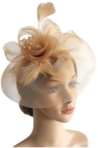 Fascinator Hut Stirnband Hochzeit Hut Haarreif für Mädchen, Frauen, Damen, Mesh Schleier Stirnband 1920er Jahre Damen Kopfschmuck Fascinator Hochzeit Teeparty Kopfschmuck 50er Jahre (One Size)